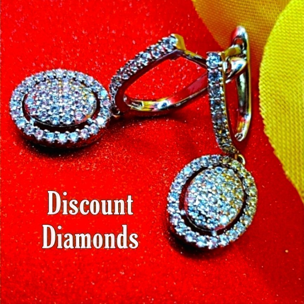 Clear White Diamond Dangle Lever Back Earrings on 925 Silver